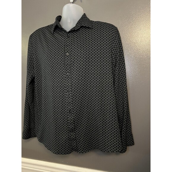 Express Shirt Mens XL Black White Pattern Button Up Long Sleeve Modern Casual - Picture 3 of 7